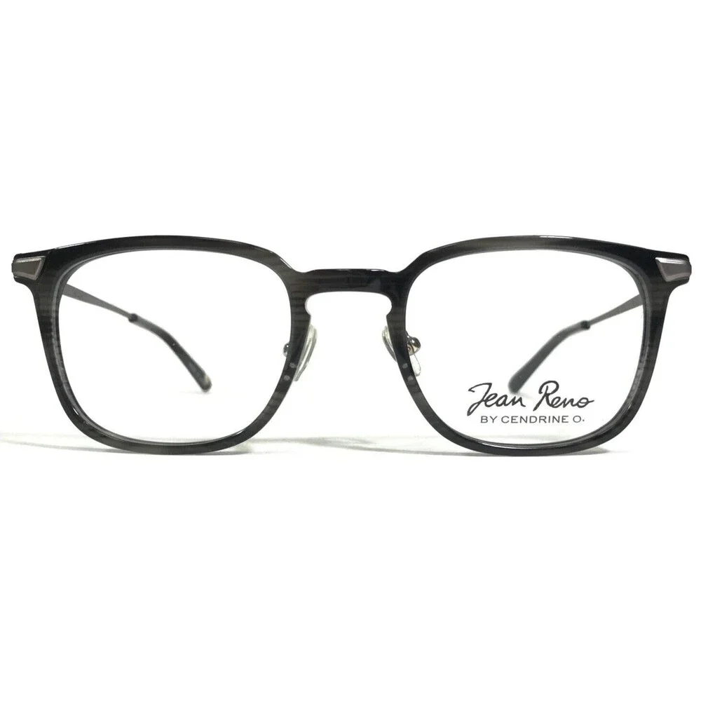 Jean Reno Eyeglasses Frames 1872 C1 Black Grey Horn Square Full Rim 49-21-140